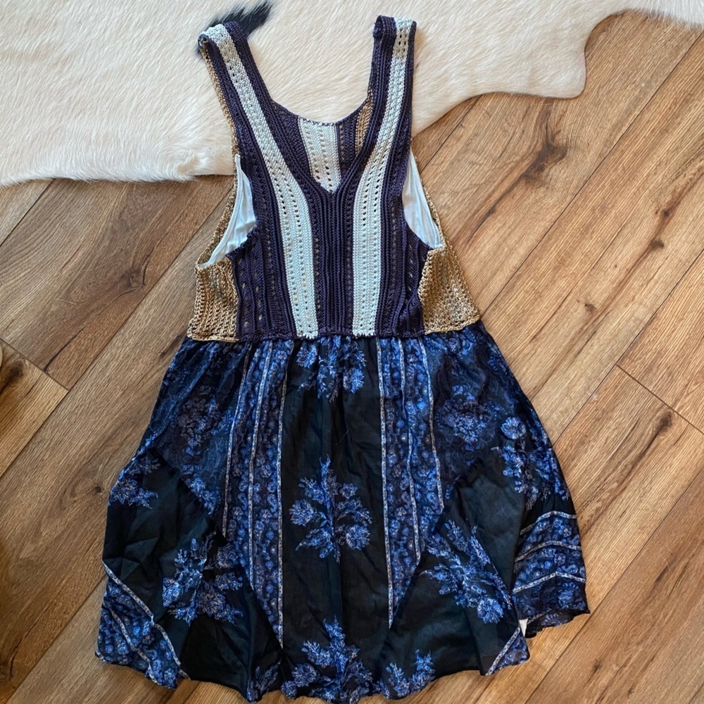 Free People Fairycore boho whimsical floral festival mini dress crochet bodice - Picture 13 of 13